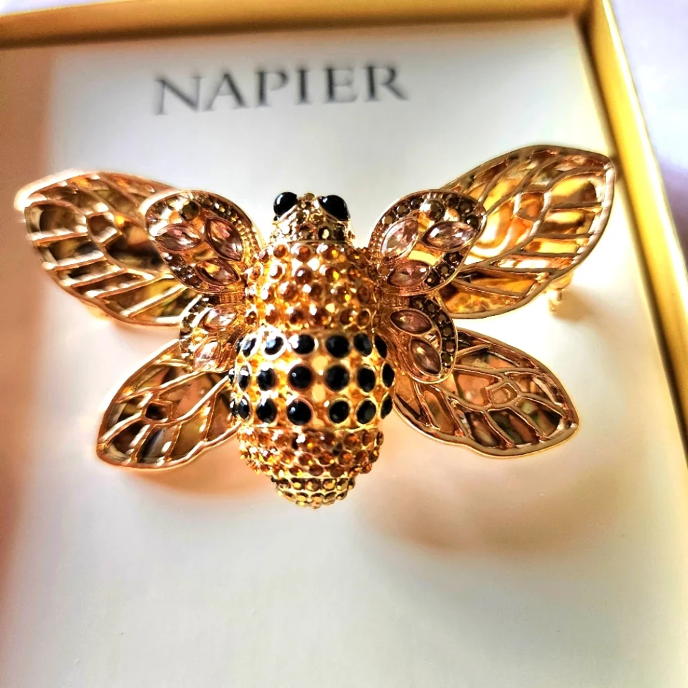 Napier Gold and Black Butterfly Brooch